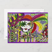 Psychedelic Mardi Gras Feather Masken Geschenke Ap Postkarte (Vorne/Hinten)