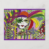 Psychedelic Mardi Gras Feather Masken Geschenke Ap Postkarte (Vorderseite)