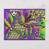 Psychedelic Mardi Gras Feather Masken Geschenke Ap Postkarte (Vorderseite)