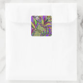 Psychedelic Mardi Gras Feather Masken Geschenke Ap Quadratischer Aufkleber (Tasche)