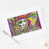Psychedelic Mardi Gras Feather Masken Geschenke Ap Rechteckiger Aufkleber (Umschlag)