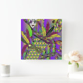 Psychedelic Mardi Gras Feather Masken Uhr (Zuhause)