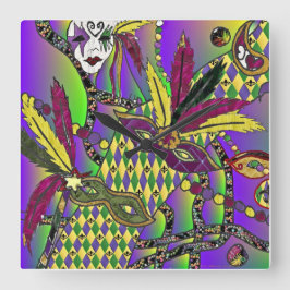 Psychedelic Mardi Gras Feather Masken Uhr