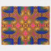 Psychedelic Mardi Gras Rabbit Acid Trip Mandala Fleecedecke (Vorderseite (Horizontal))