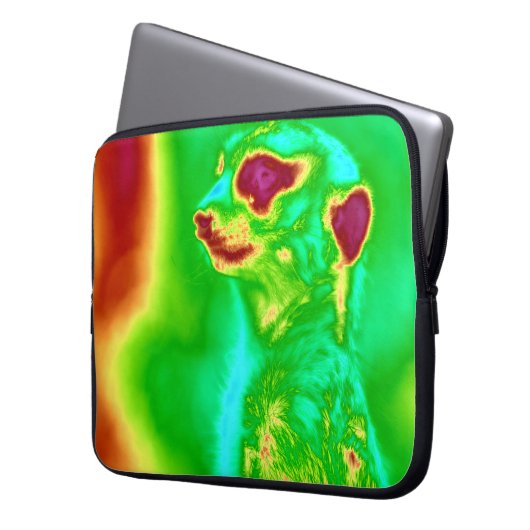 Psychedelic Meerkat Laptopschutzhülle (Vorderseite Links)