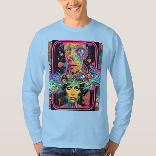 Psychedelic Melting Faces – Neon Surreal Pop Art T-Shirt (Vorderseite)