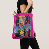 Psychedelic Melting Faces Pink All Over Print Tote Tasche (Von Nahem)
