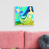 Psychedelic Mermaid Abstrakt Digital Canvas Print Leinwanddruck (Insitu (Wohnzimmer))