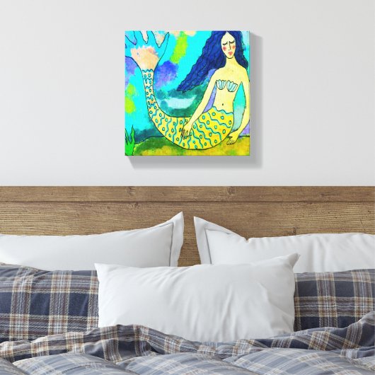 Psychedelic Mermaid Abstrakt Digital Canvas Print Leinwanddruck (Insitu (Schlafzimmer))