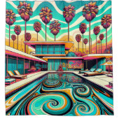 "Psychedelic Mid Century Modern Pool" Duschvorhang (Vorderseite)