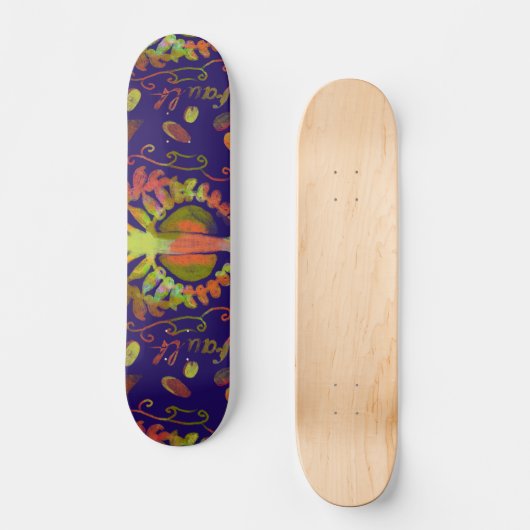 Psychedelic Mirror Symmetrie Abstrakte Kunst Skateboard (Vorderseite)