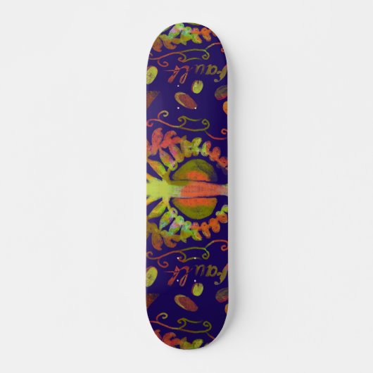 Psychedelic Mirror Symmetrie Abstrakte Kunst Skateboard (Vorne)