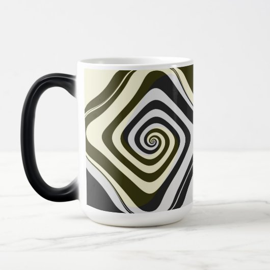 Psychedelic Monogram Swirl Groovy Fraktal Art Verwandlungstasse (Links)