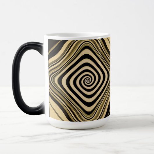 Psychedelic Monogram Swirl Groovy Fraktal Art Verwandlungstasse (Links)
