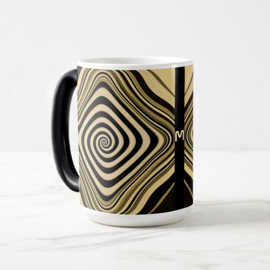Psychedelic Monogram Swirl Groovy Fraktal Art Verwandlungstasse (Vorderseite Links)
