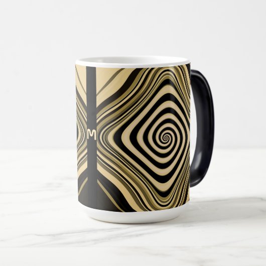 Psychedelic Monogram Swirl Groovy Fraktal Art Verwandlungstasse (VorderseiteRechts)