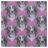 Psychedelic Moon Dog Border Collie Fabric Stoff (Muster)