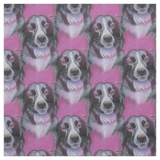 Psychedelic Moon Dog Border Collie Fabric Stoff (Muster)