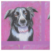 Psychedelic Moon Dog Border Collie Fabric Stoff (Nahaufnahme)