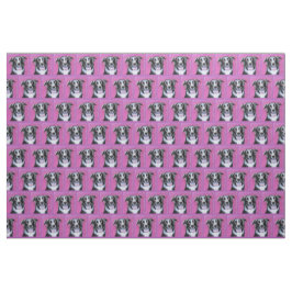 Psychedelic Moon Dog Border Collie Fabric Stoff