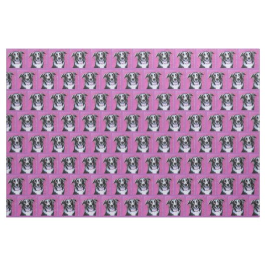 Psychedelic Moon Dog Border Collie Fabric Stoff (Yard (91,4 cm))
