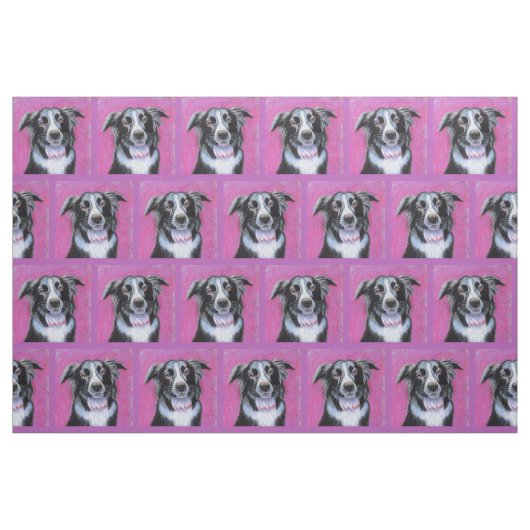 Psychedelic Moon Dog Border Collie Fabric Stoff (Fat Quarter (45,7 x 55,9 cm))
