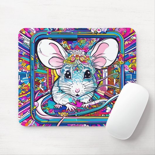 Psychedelic Mouse: A Colorful Journey Mousepad (Mit Mouse)