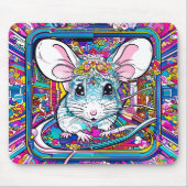 Psychedelic Mouse: A Colorful Journey Mousepad (Vorne)