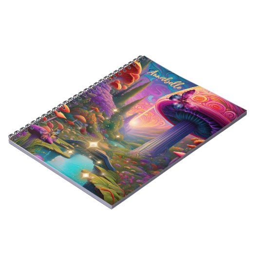 Psychedelic Mushroom Fantasy Spiral Foto Notebook Notizblock (Linke Seite)