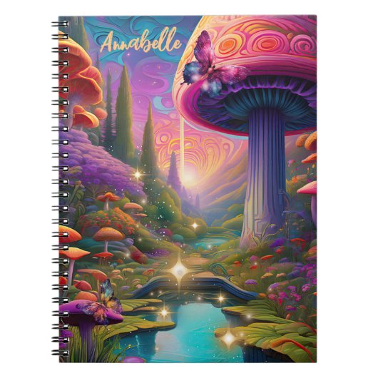 Psychedelic Mushroom Fantasy Spiral Foto Notebook Notizblock (Vorderseite)