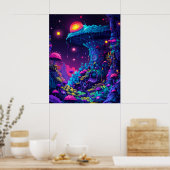 Psychedelic Mushroom House Poster (Küche)