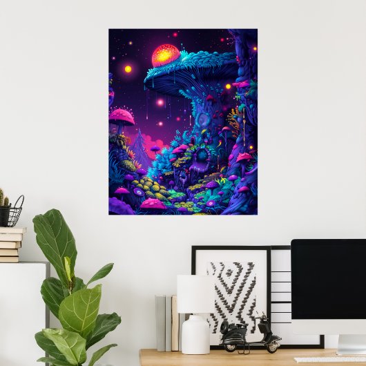 Psychedelic Mushroom House Poster (Heimbüro)