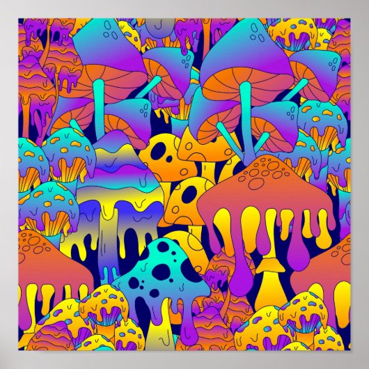 Psychedelic Mushroom Melt Poster (Vorne)