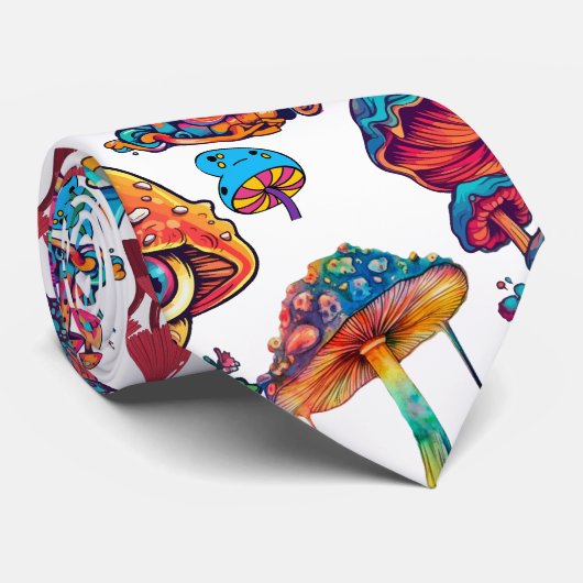 Psychedelic Mushroom Pattern 3D Krawatte (Gerollt)