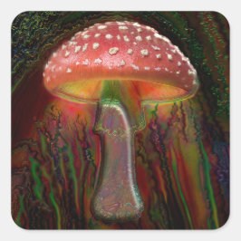 PSYCHEDELIC MUSHROOM QUADRATISCHER AUFKLEBER