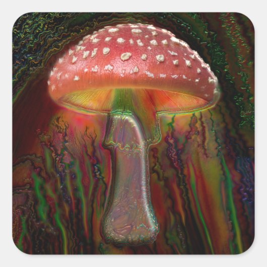 PSYCHEDELIC MUSHROOM QUADRATISCHER AUFKLEBER (Vorderseite)