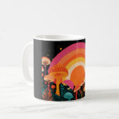Psychedelic Mushroom Sunset – Retro Fantasy Nature Kaffeetasse (Vorderseite Links)