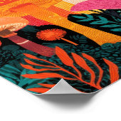 Psychedelic Mushroom Sunset – Retro Fantasy Nature Poster (Ecke)