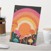 Psychedelic Mushroom Sunset – Retro Fantasy Nature Sockelschild (In SItu)
