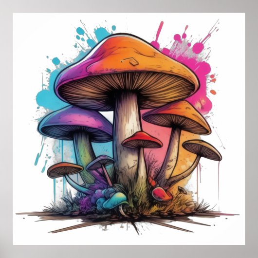 Psychedelic Mushroom Wonderland Poster (Vorne)