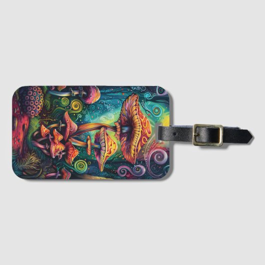 Psychedelic Mushrooms Funky Artwork Gepäckanhänger (Vorderseite (Horizontal))