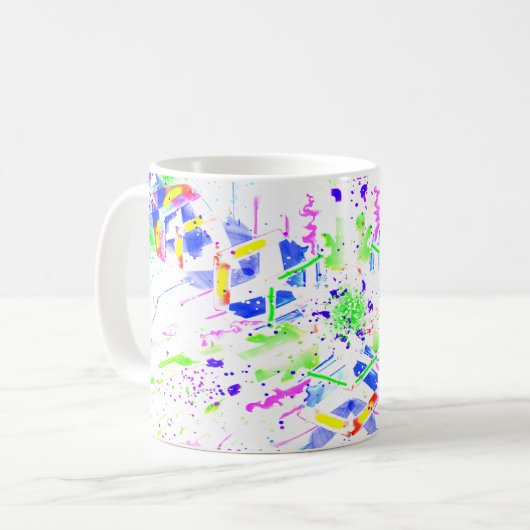 Psychedelic Neon Abstract Kaleidoscope Art Kaffeetasse (Vorderseite Links)