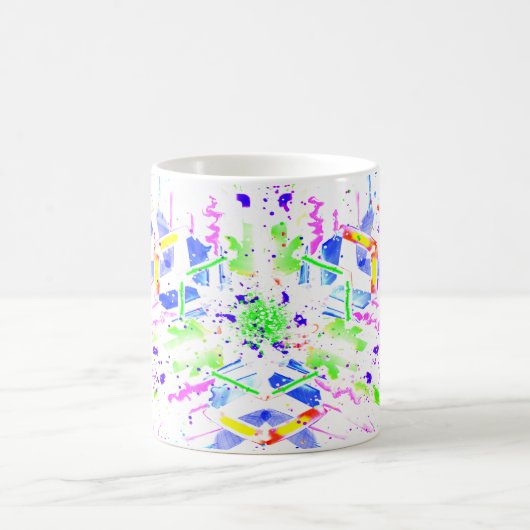 Psychedelic Neon Abstract Kaleidoscope Art Kaffeetasse (Mittel)