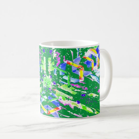 Psychedelic Neon Abstract Kaleidoscope Art  Kaffeetasse (VorderseiteRechts)