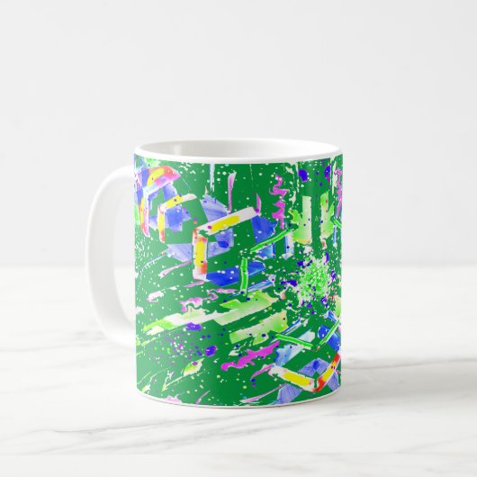 Psychedelic Neon Abstract Kaleidoscope Art Kaffeetasse (Vorderseite Links)
