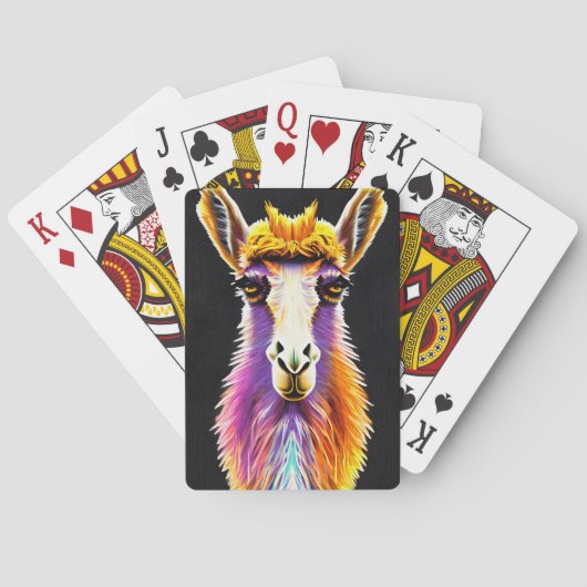Psychedelic Neon Lila Orange Funky Llama Spielkarten (Rückseite)