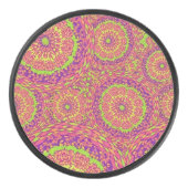 Psychedelic Neon Mandala Swirl Pattern Eishockey Puck (Vorderseite)