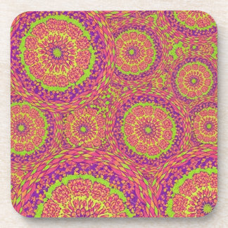 Psychedelic Neon Mandala Swirl Pattern Getränkeuntersetzer