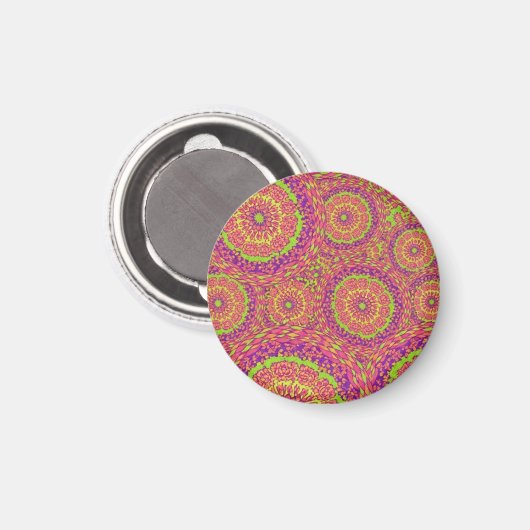 Psychedelic Neon Mandala Swirl Pattern Magnet (Vorderseite/Rückseite)