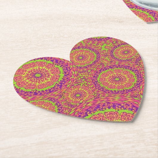 Psychedelic Neon Mandala Swirl Pattern Untersetzer (angewinkelt)